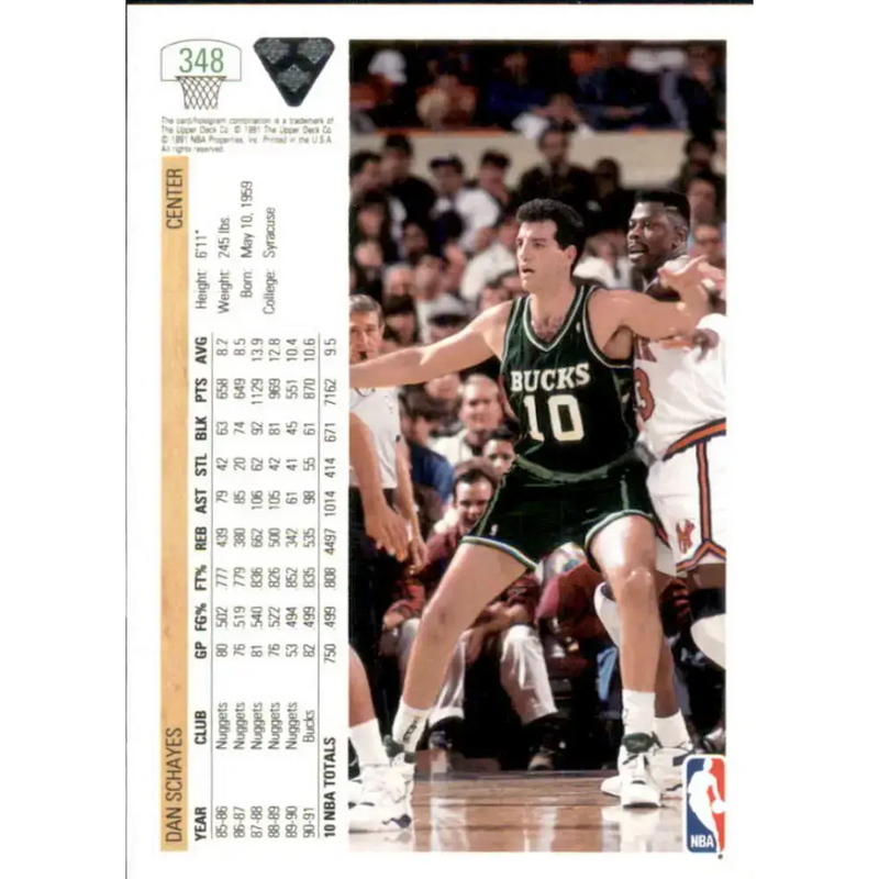 1991-92 Upper Deck #348 Danny Schayes NM-MT Milwaukee Bucks Basketball Card - Basketball Card Single