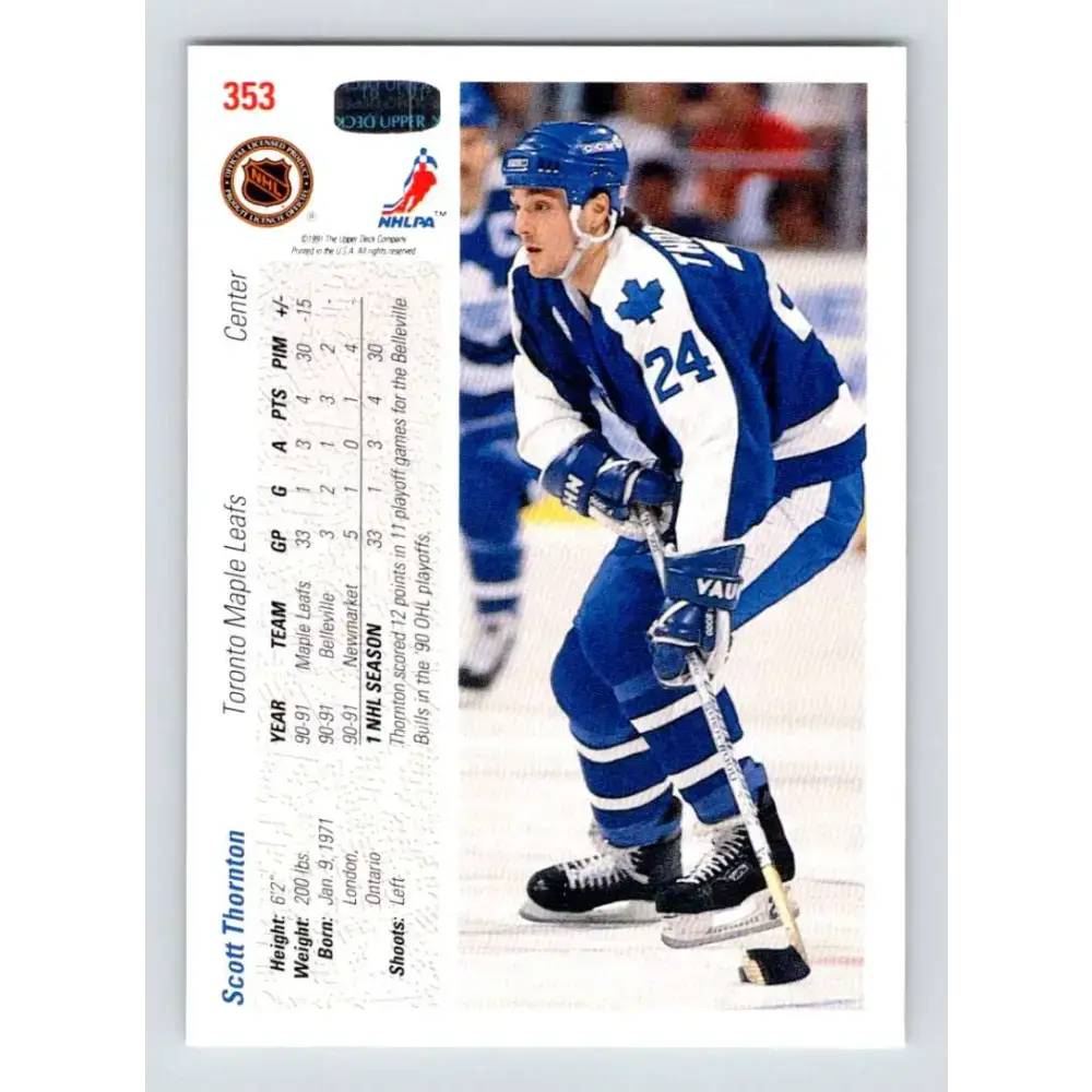 1991-92 Upper Deck #353 Scott Thornton NM-MT Hockey Card - Hockey Card Single