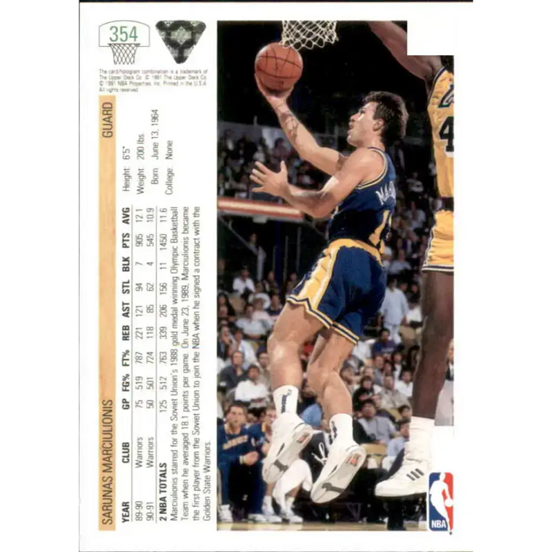 1991-92 Upper Deck #354 Sarunas Marciulionis NM-MT Golden State Warriors Basketball Card - Basketball Card Single
