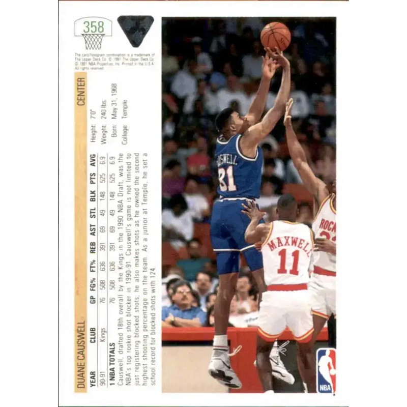 1991-92 Upper Deck #358 Duane Causwell NM-MT Sacramento Kings Basketball Card - Basketball Card Single