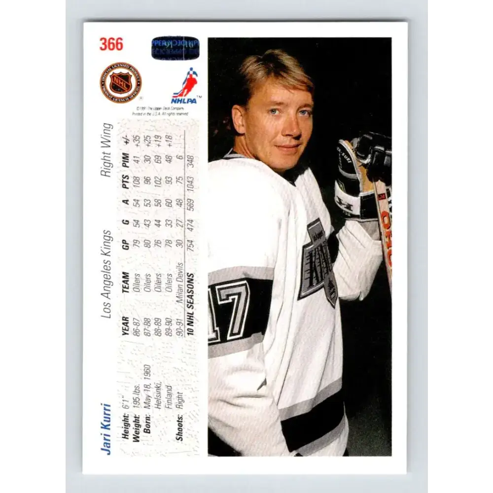 1991-92 Upper Deck #366 Jari Kurri NM-MT Hockey Card - Hockey Card Single