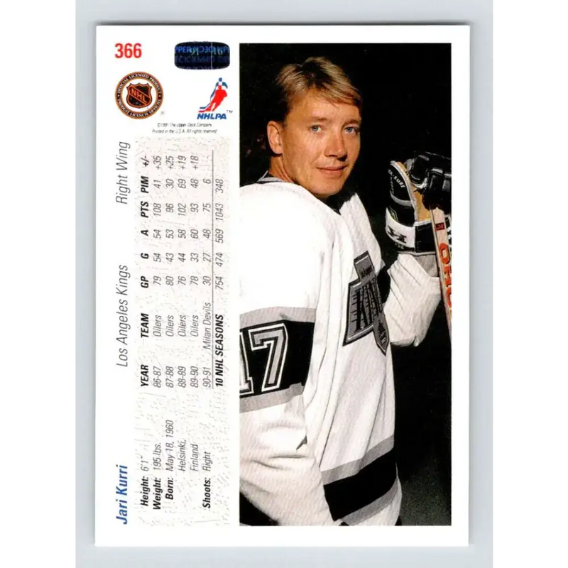 1991-92 Upper Deck #366 Jari Kurri NM-MT Hockey Card - Hockey Card Single