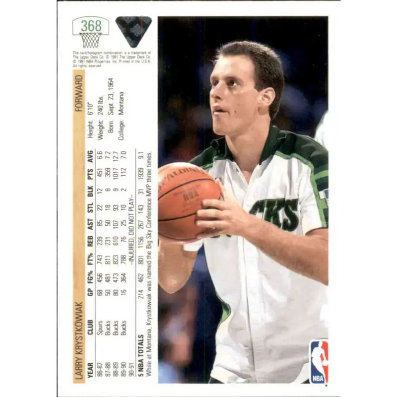 1991-92 Upper Deck #368 Larry Krystkowiak NM-MT Milwaukee Bucks Basketball Card - Basketball Card Single