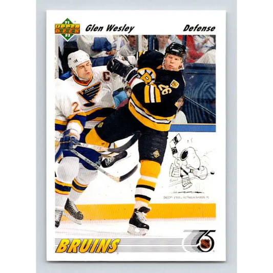 1991-92 Upper Deck #370 Glen Wesley NM-MT Boston Bruins Hockey Card - Hockey Card Single