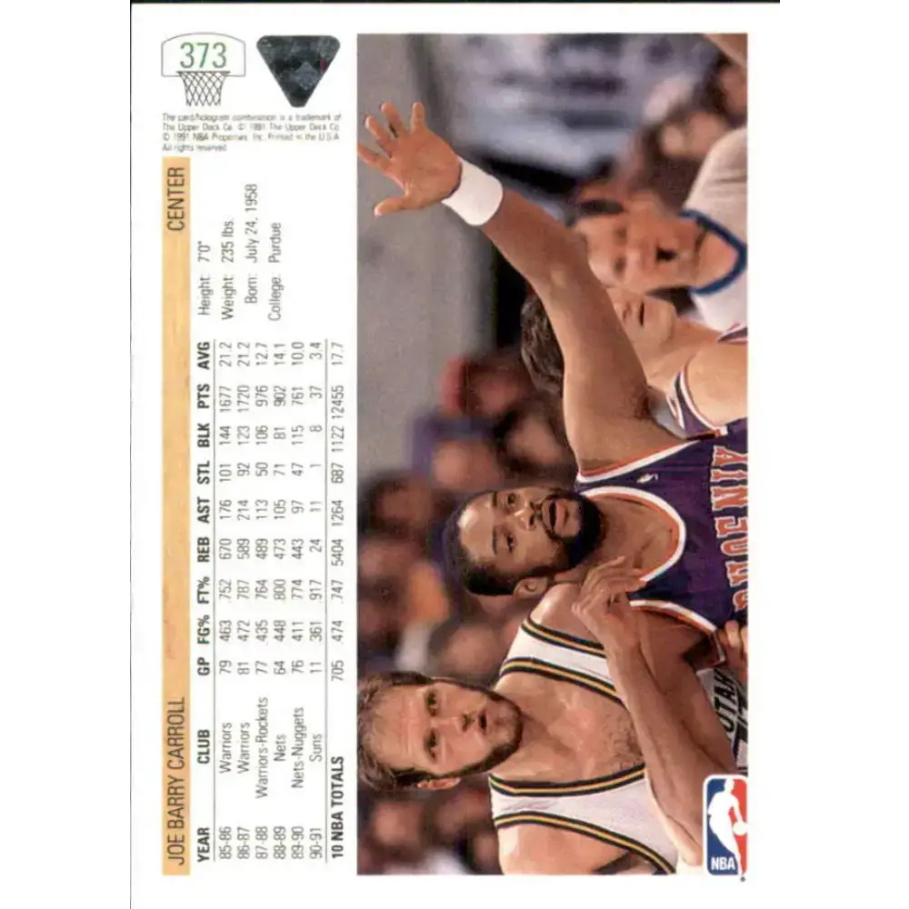 1991-92 Upper Deck #373 Joe Barry Carroll NM-MT Phoenix Suns Basketball Card - Basketball Card Single