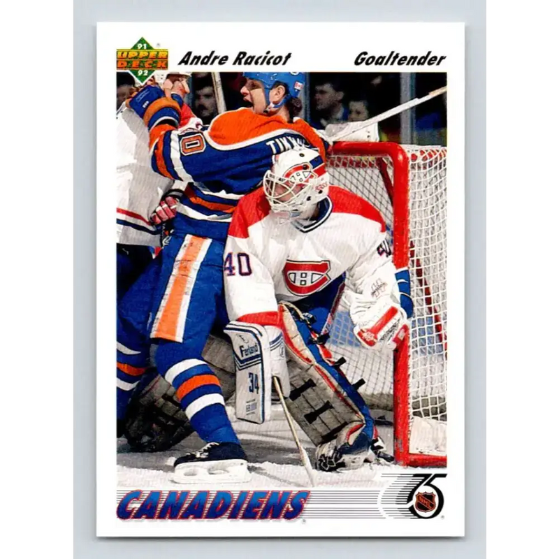 1991-92 Upper Deck #377 Andre Racicot NM-MT RC Rookie Montreal Canadiens Hockey Card - Hockey Card Single