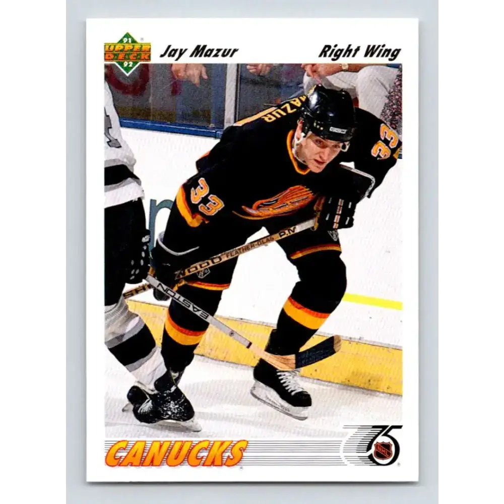 1991-92 Upper Deck #378 Jay Mazur NM-MT Vancouver Canucks Hockey Card - Hockey Card Single