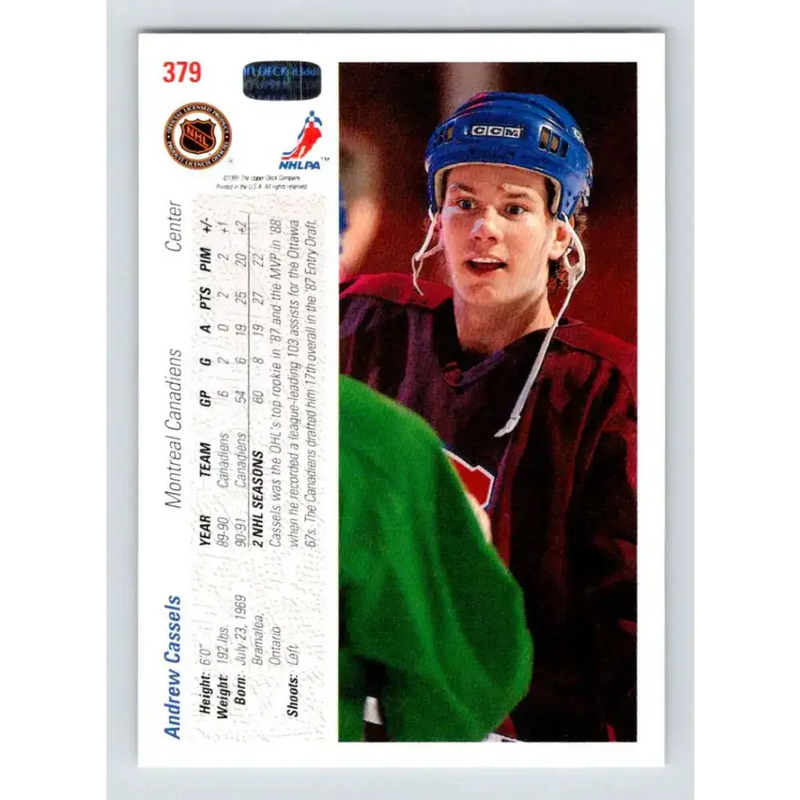 1991-92 Upper Deck #379 Andrew Cassels NM-MT Hockey Card - Hockey Card Single