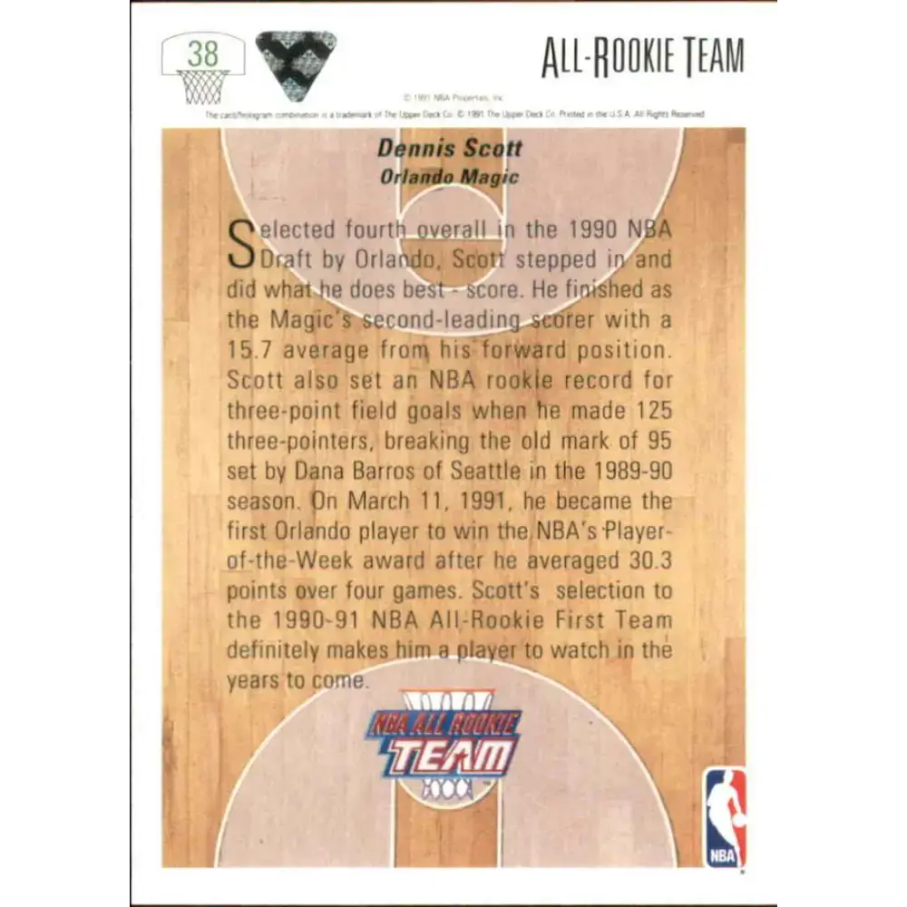 1991-92 Upper Deck #38 Dennis Scott ART NM-MT Orlando Magic Basketball Card - Basketball Card Single