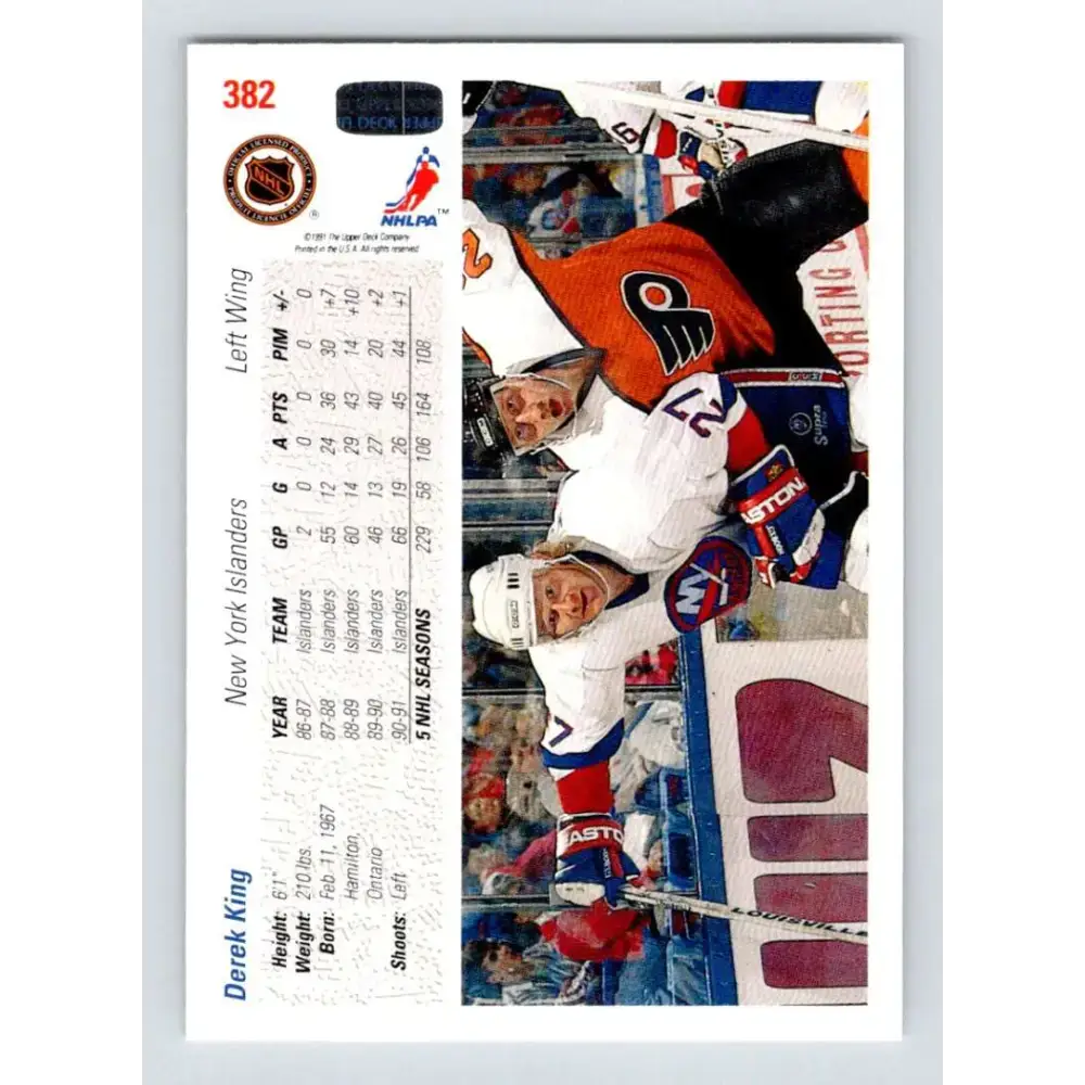 1991-92 Upper Deck #382 Derek King NM-MT New York Islanders Hockey Card - Hockey Card Single