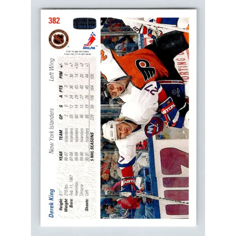 1991-92 Upper Deck #382 Derek King NM-MT New York Islanders Hockey Card - Hockey Card Single