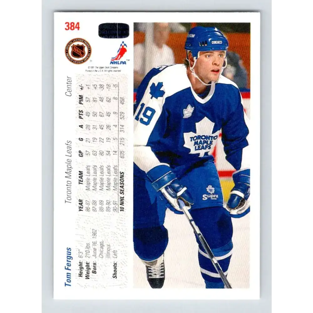 1991-92 Upper Deck #384 Tom Fergus NM-MT Hockey Card - Hockey Card Single