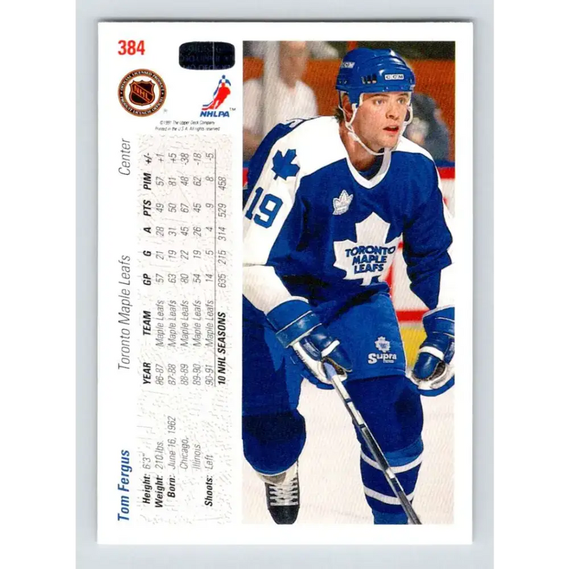 1991-92 Upper Deck #384 Tom Fergus NM-MT Hockey Card - Hockey Card Single
