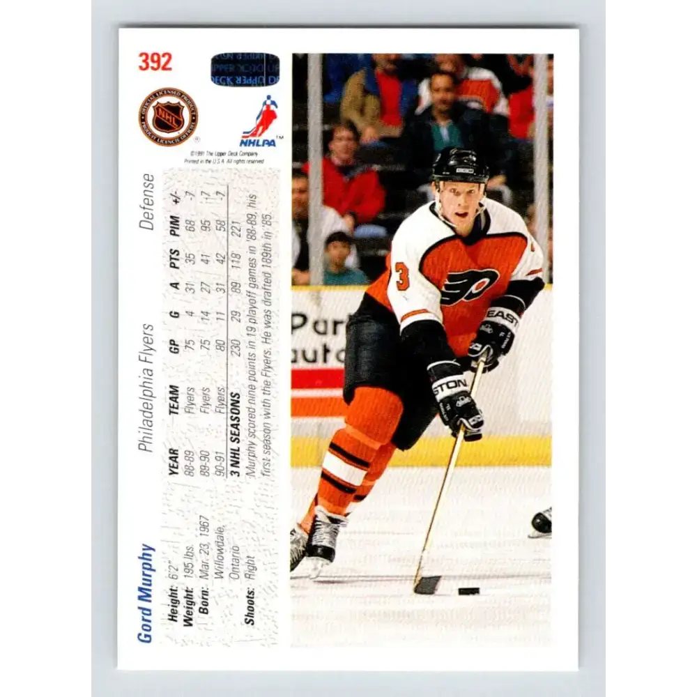 1991-92 Upper Deck #392 Gord Murphy NM-MT Hockey Card - Hockey Card Single