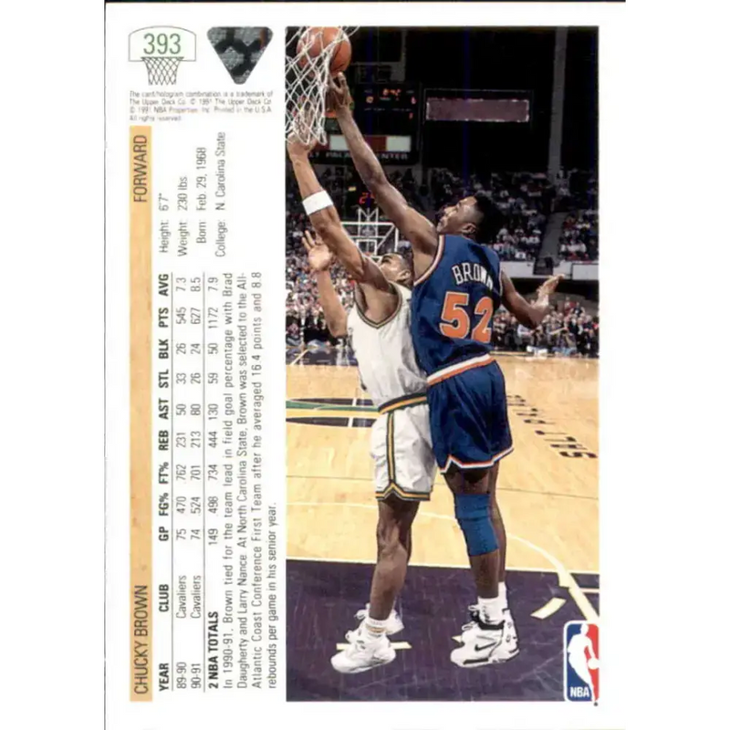 1991-92 Upper Deck #393 Chucky Brown NM-MT Cleveland Cavaliers Basketball Card - Basketball Card Single