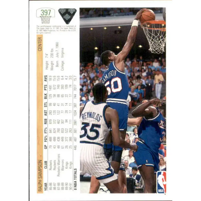 1991-92 Upper Deck #397 Ralph Sampson NM-MT Washington Bullets Basketball Card - Basketball Card Single