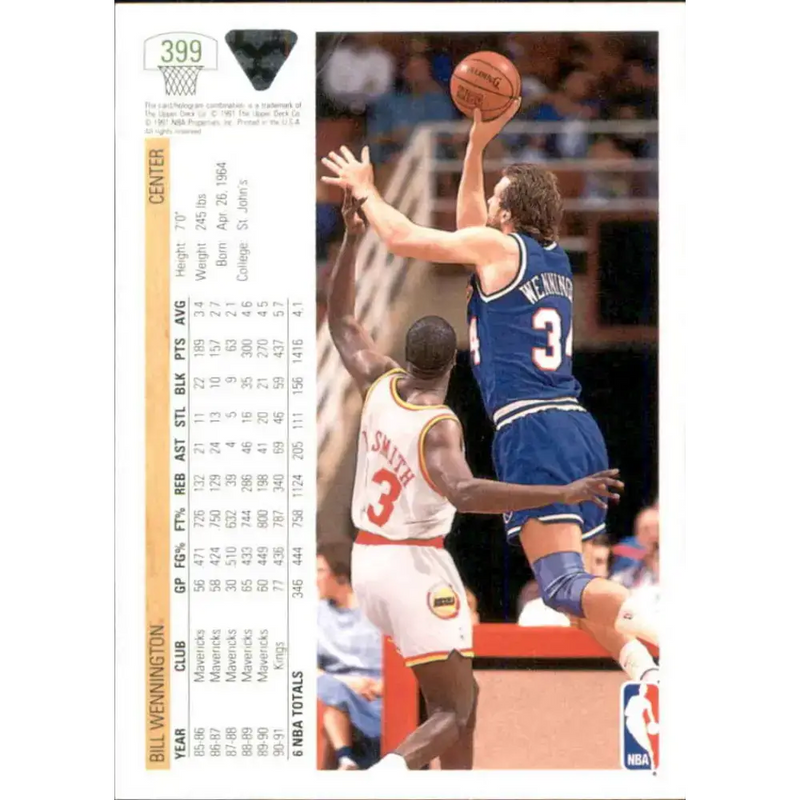 1991-92 Upper Deck #399 Bill Wennington NM-MT Sacramento Kings Basketball Card - Basketball Card Single