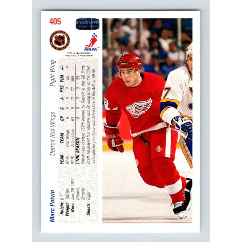 1991-92 Upper Deck #405 Marc Potvin NM-MT RC Rookie Hockey Card - Hockey Card Single