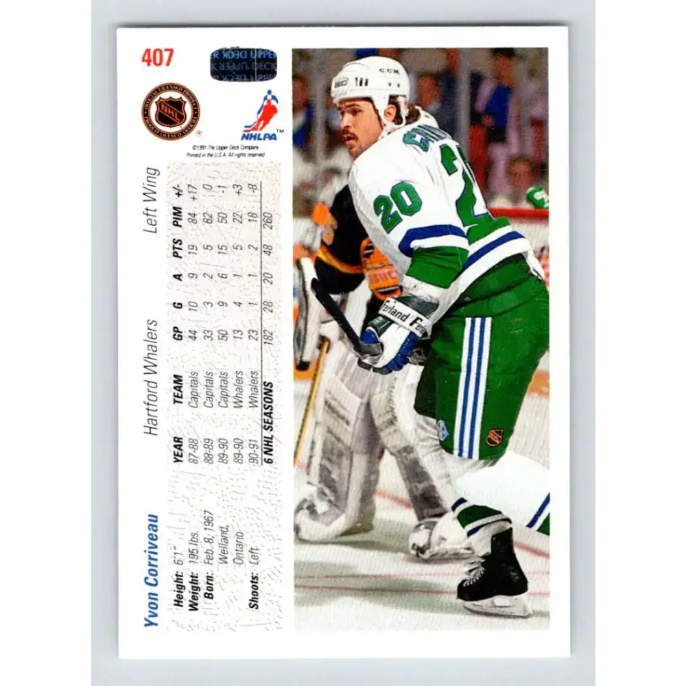 1991-92 Upper Deck #407 Yvon Corriveau NM-MT Hockey Card - Hockey Card Single