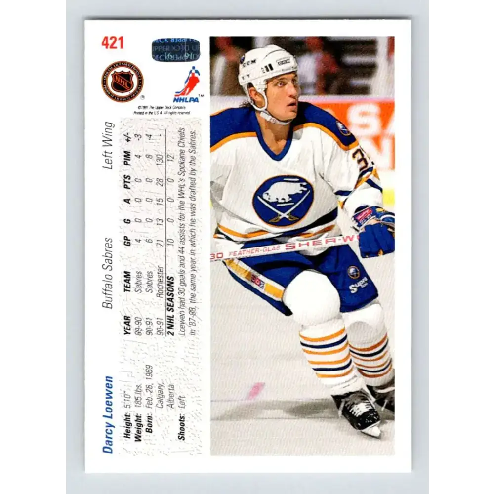 1991-92 Upper Deck #421 Darcy Loewen NM-MT Hockey Card - Hockey Card Single
