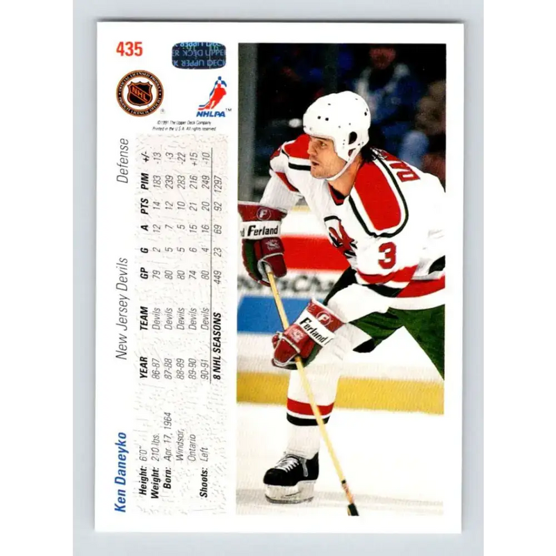 1991-92 Upper Deck #435 Ken Daneyko NM-MT New Jersey Devils Hockey Card - Hockey Card Single