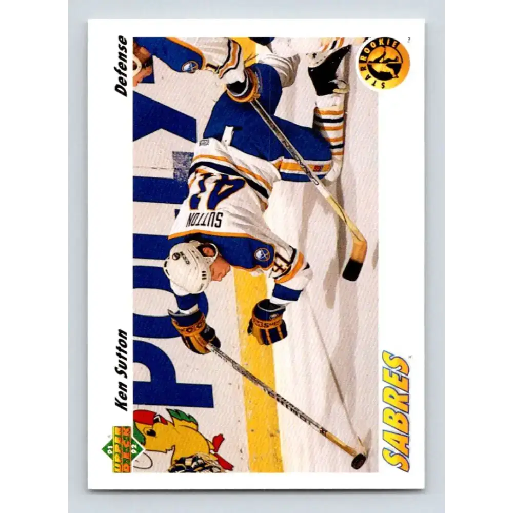 1991-92 Upper Deck #458 Ken Sutton NM-MT RC Rookie Buffalo Sabres Hockey Card - Hockey Card Single