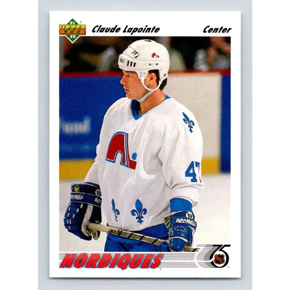 1991-92 Upper Deck #488 Claude Lapointe NM-MT RC Rookie Quebec Nordiques Hockey Card - Hockey Card Single
