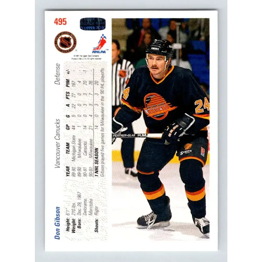 1991-92 Upper Deck #495 Don Gibson NM-MT Hockey Card - Hockey Card Single