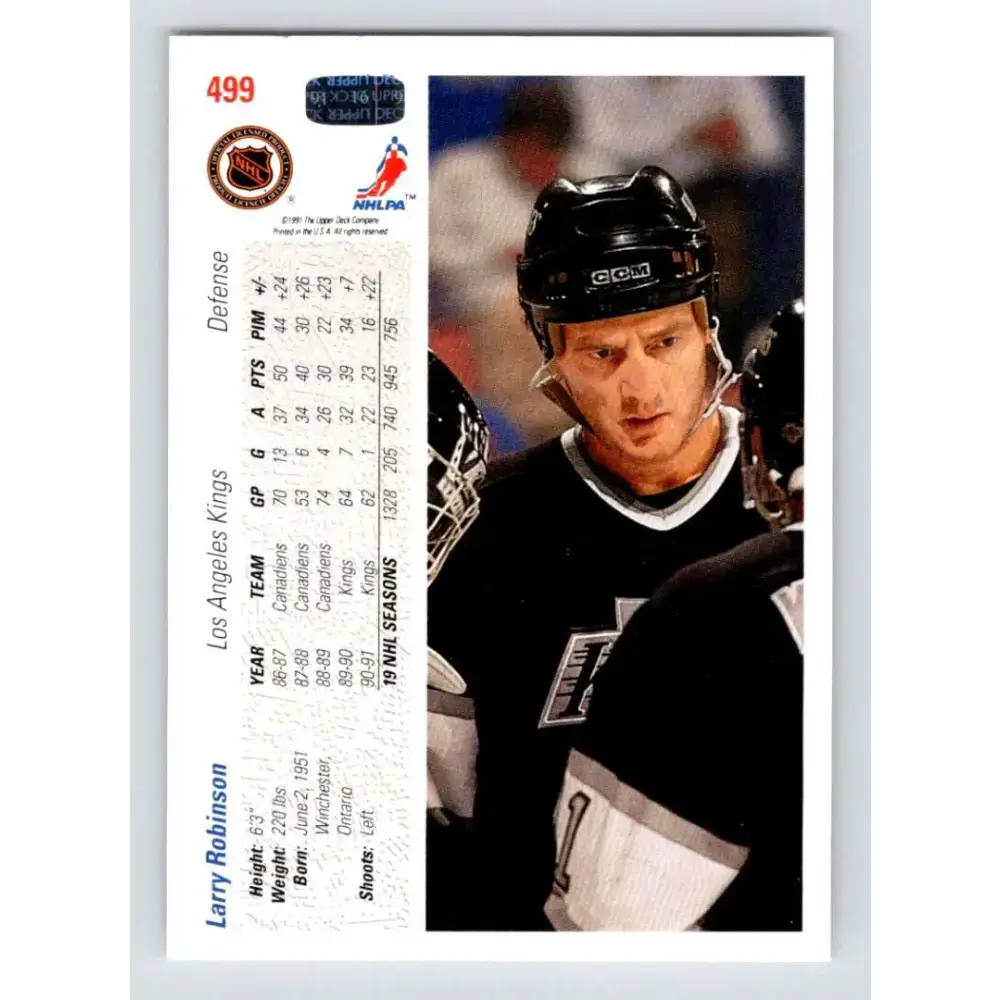 1991-92 Upper Deck #499 Larry Robinson NM-MT Los Angeles Kings Hockey Card - Hockey Card Single