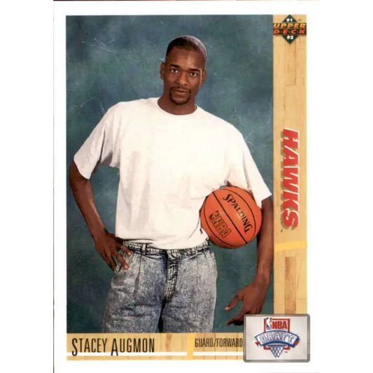 1991-92 Upper Deck #5 Stacey Augmon NM-MT RC Rookie Atlanta Hawks Basketball Card - Basketball Card Single