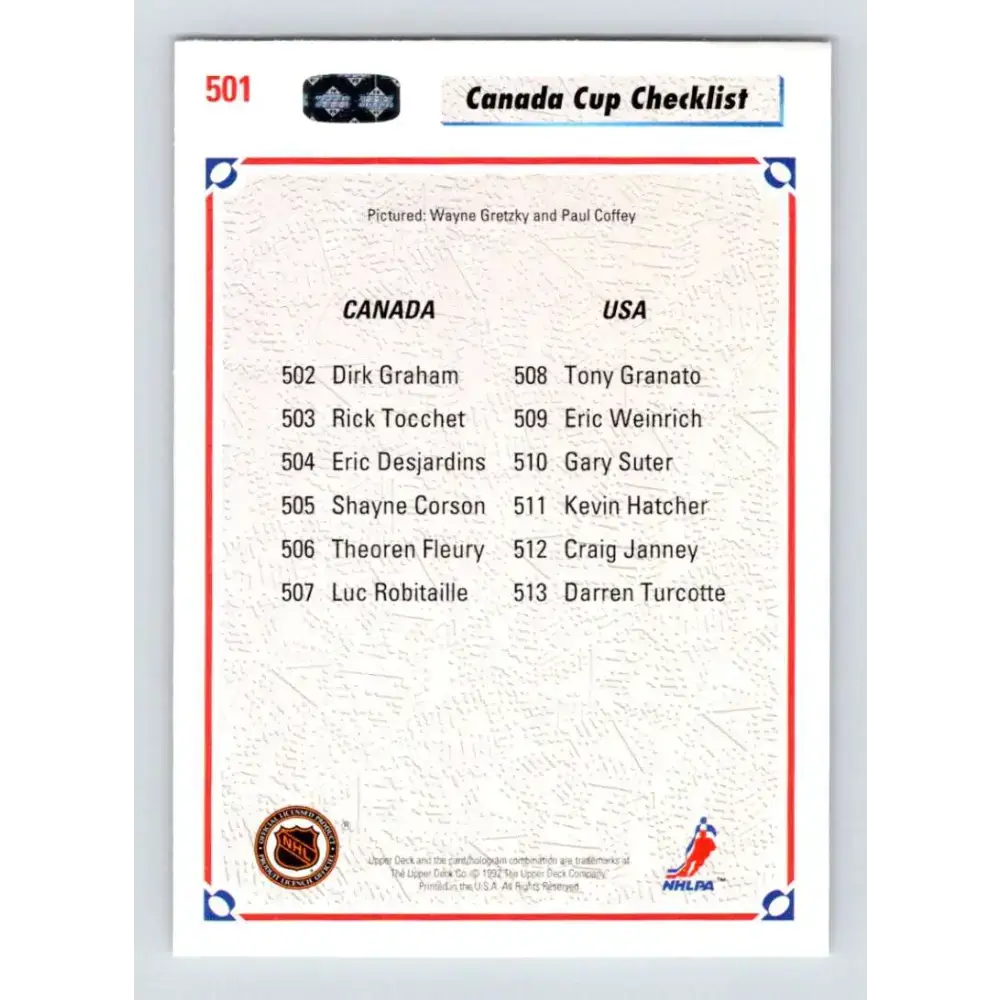 1991-92 Upper Deck #501 Paul Coffey/Wayne Gretzky NM-MT Los Angeles Kings Hockey Card - Hockey Card Single