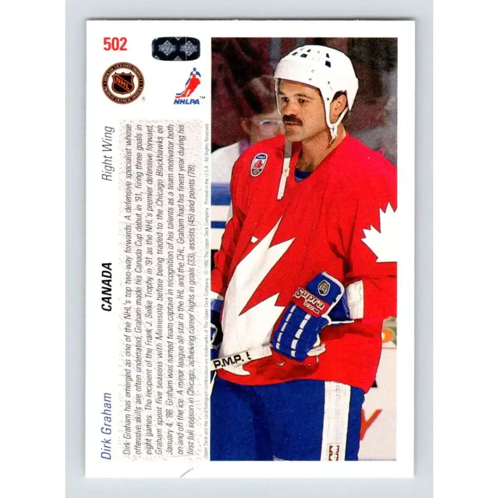 1991-92 Upper Deck #502 Dirk Graham NM-MT Chicago Blackhawks Hockey Card - Hockey Card Single