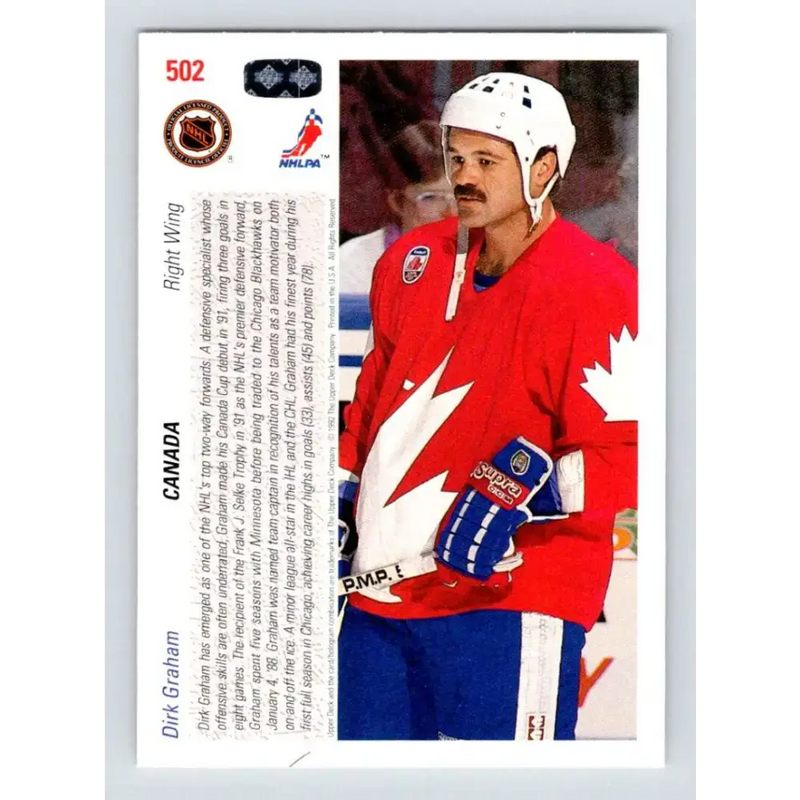 1991-92 Upper Deck #502 Dirk Graham NM-MT Chicago Blackhawks Hockey Card - Hockey Card Single