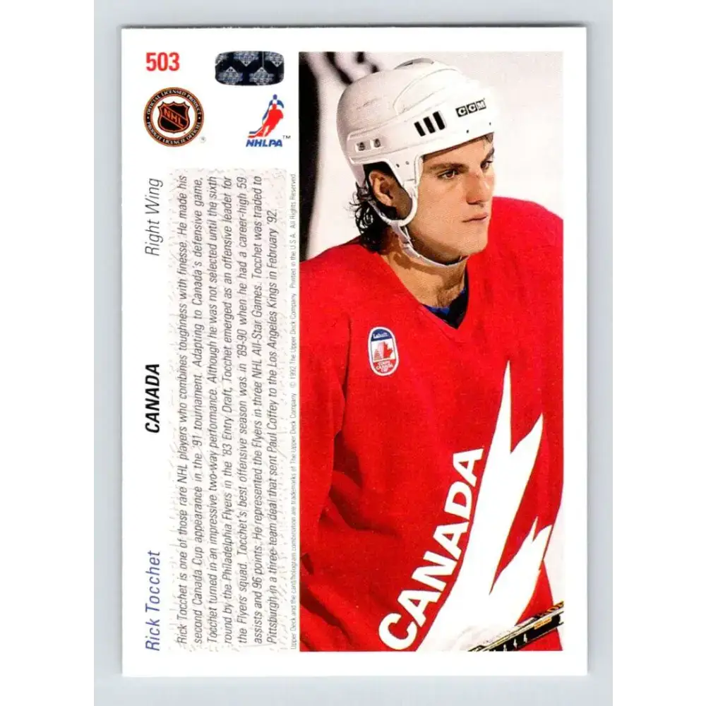 1991-92 Upper Deck #503 Rick Tocchet NM-MT Hockey Card - Hockey Card Single