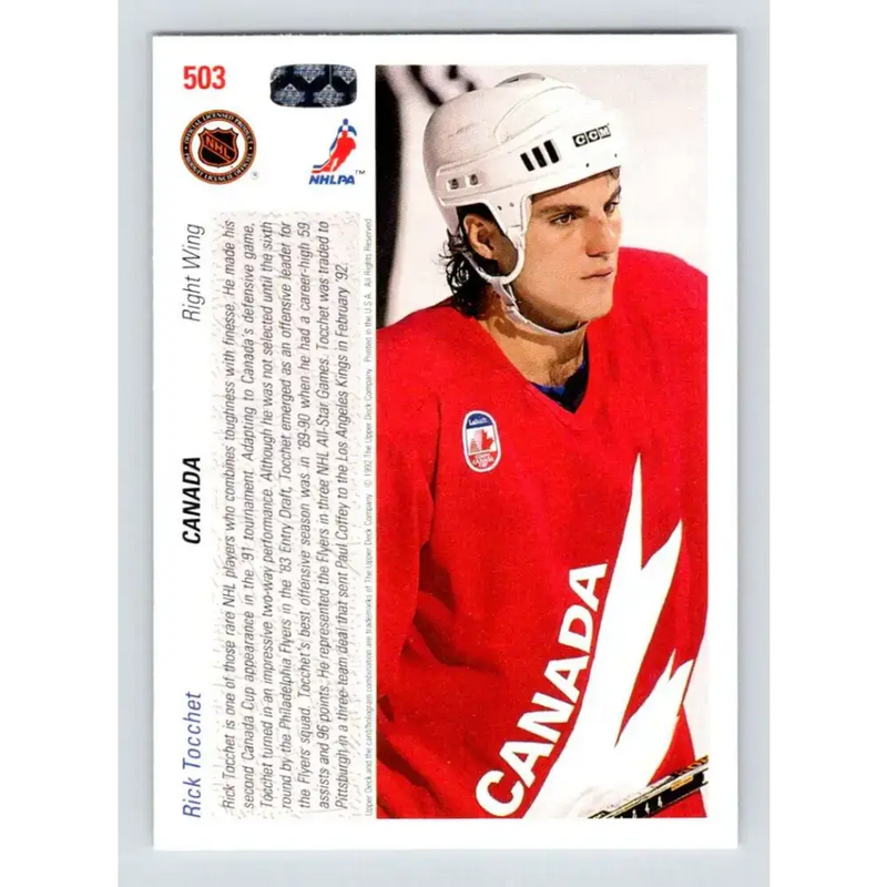 1991-92 Upper Deck #503 Rick Tocchet NM-MT Hockey Card - Hockey Card Single