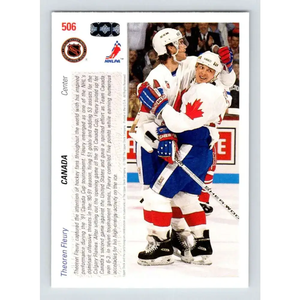1991-92 Upper Deck #506 Theo Fleury NM-MT Calgary Flames Hockey Card - Hockey Card Single