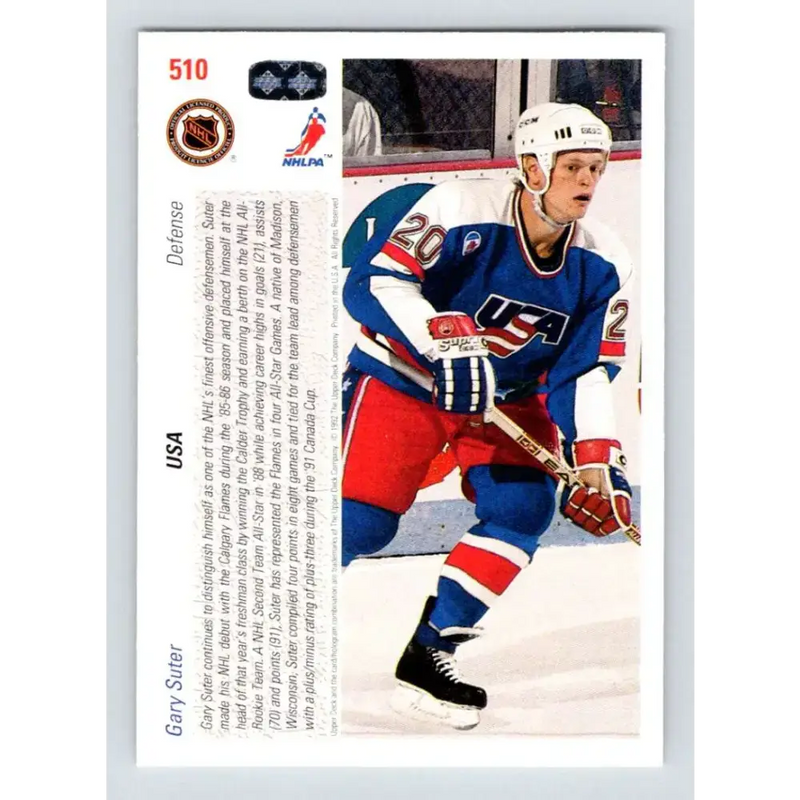 1991-92 Upper Deck #510 Gary Suter NM-MT Calgary Flames Hockey Card - Hockey Card Single