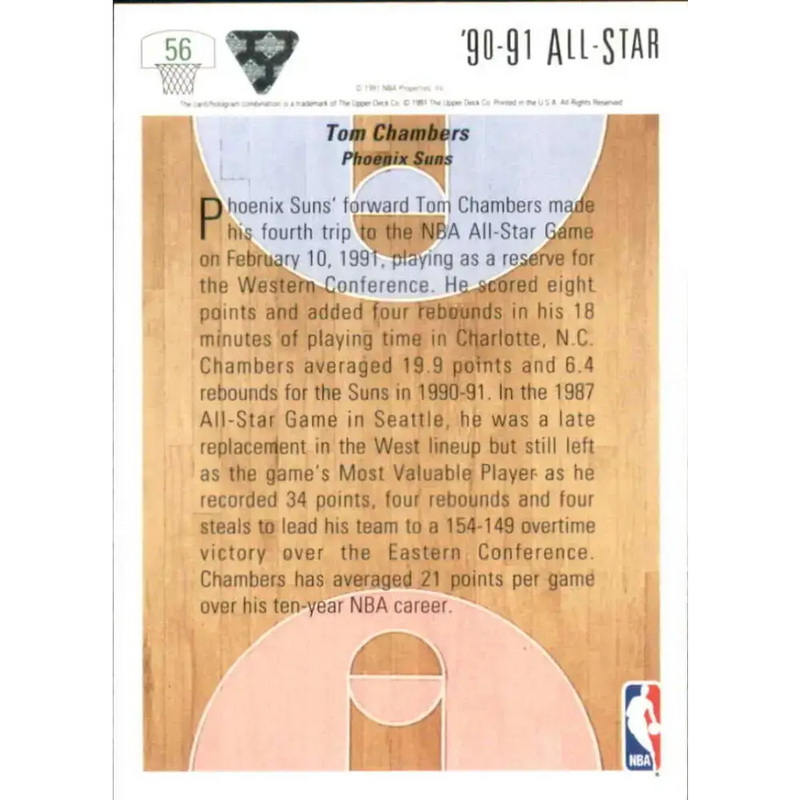 1991-92 Upper Deck #56 Tom Chambers AS NM-MT Phoenix Suns Basketball Card - Basketball Card Single