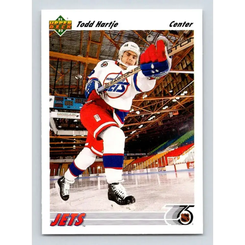 1991-92 Upper Deck #568 Todd Hartje NM-MT RC Rookie Winnipeg Jets Hockey Card - Hockey Card Single
