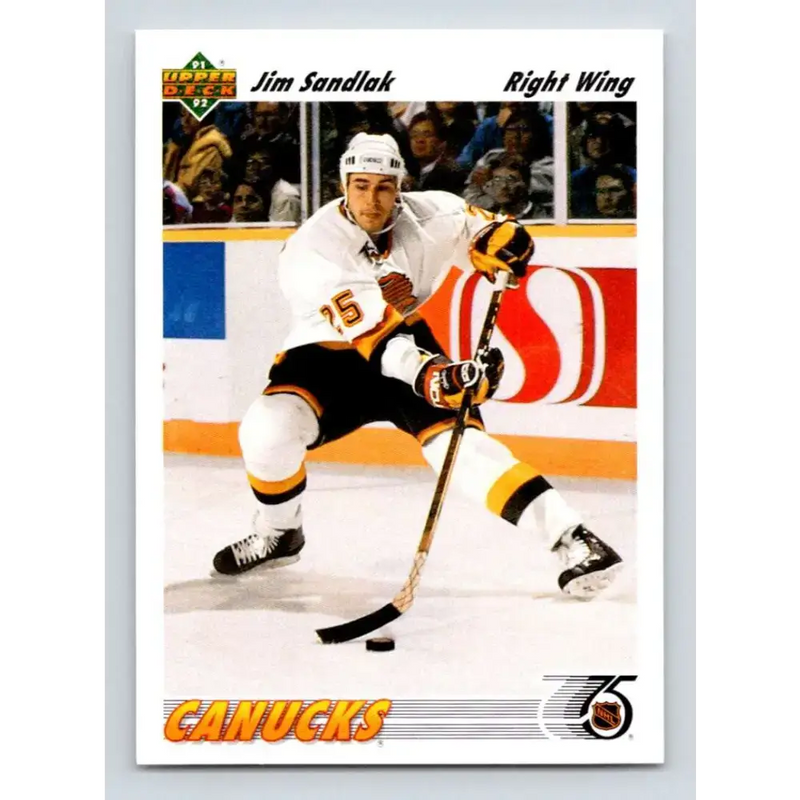 1991-92 Upper Deck #577 Jim Sandlak NM-MT Vancouver Canucks Hockey Card - Hockey Card Single