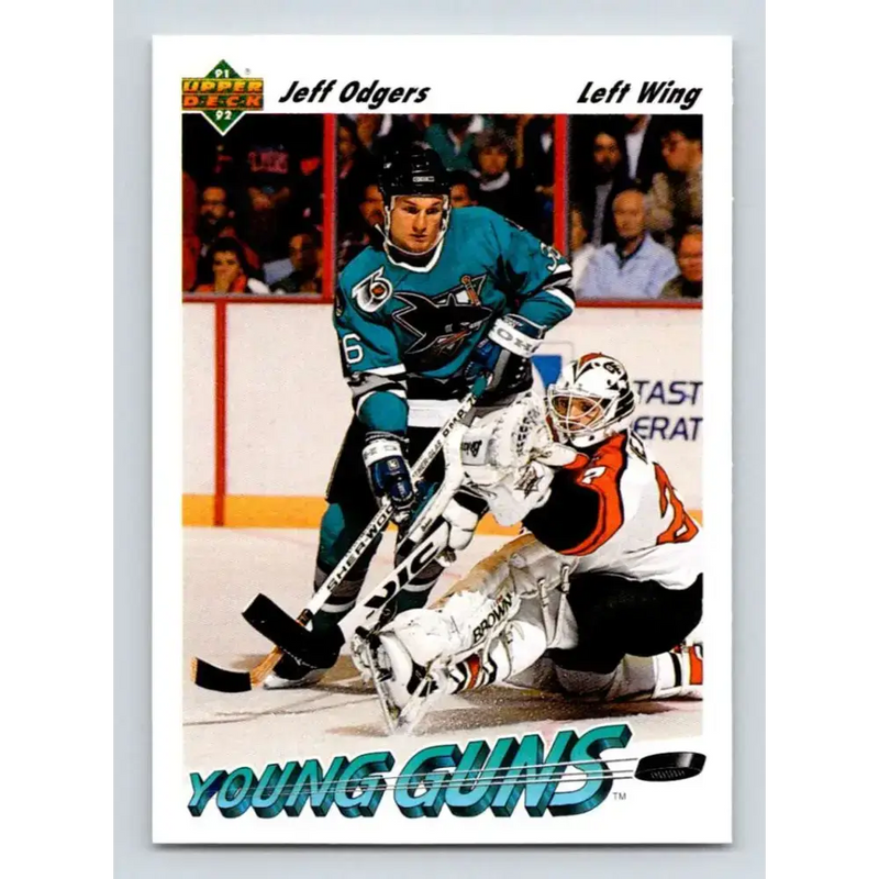 1991-92 Upper Deck #597 Jeff Odgers NM-MT RC Rookie San Jose Sharks Hockey Card - Hockey Card Single