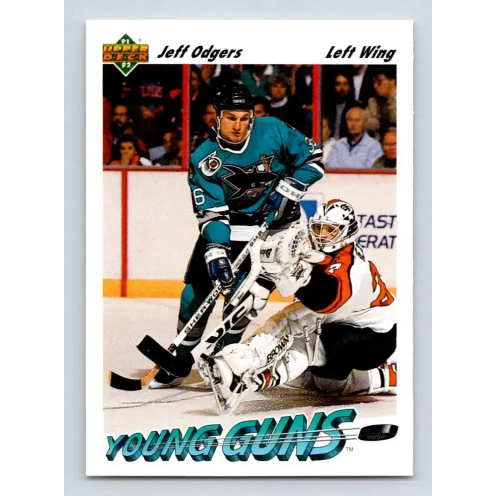 1991-92 Upper Deck #597 Jeff Odgers NM-MT RC Rookie San Jose Sharks Hockey Card - Hockey Card Single