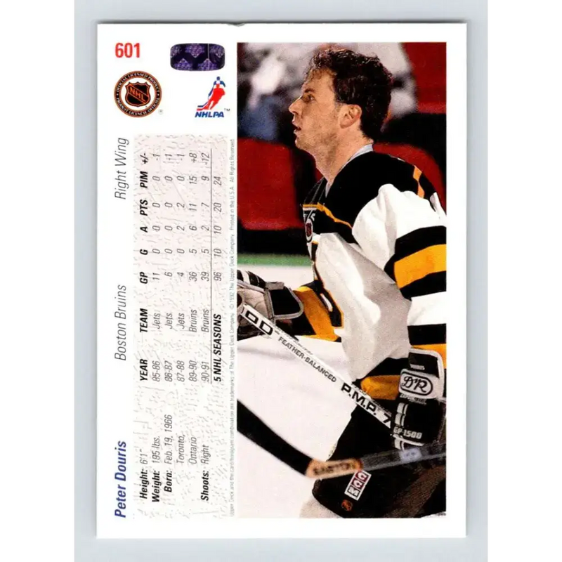 1991-92 Upper Deck #601 Peter Douris NM-MT Boston Bruins Hockey Card