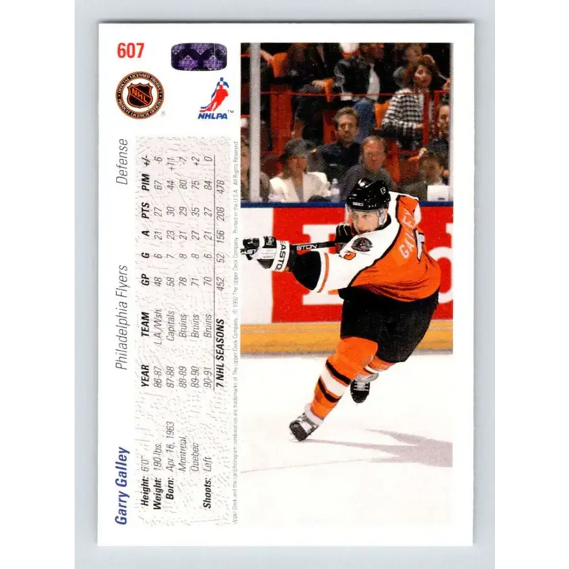 1991-92 Upper Deck #607 Garry Galley NM-MT Philadelphia Flyers Hockey Card - Hockey Card Single