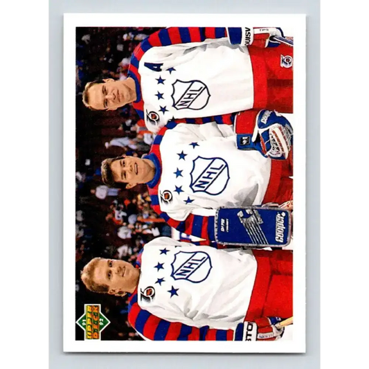 1991-92 Upper Deck #610 Brian Leetch/Mike Richter/Mark Messier NM-MT New York Rangers Hockey Card