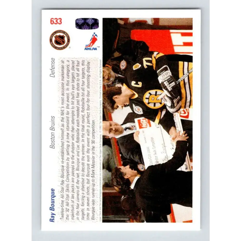 1991-92 Upper Deck #633 Ray Bourque NM-MT Boston Bruins Hockey Card - Hockey Card Single