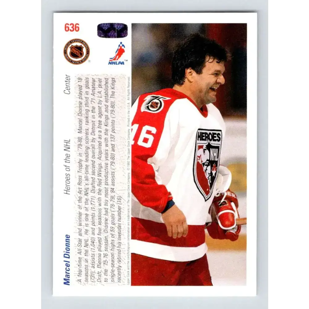 1991-92 Upper Deck #636 Marcel Dionne NM-MT Hockey Card - Hockey Card Single