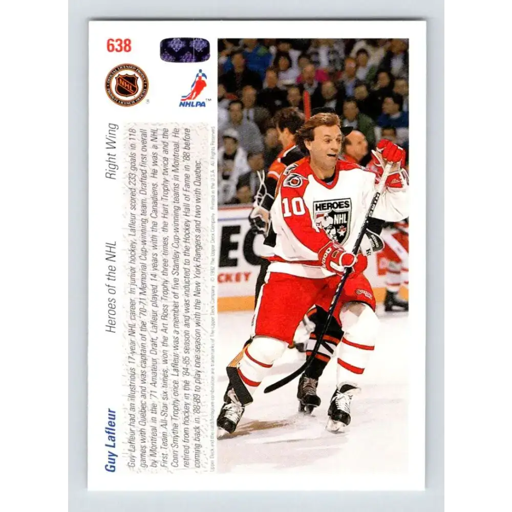 1991-92 Upper Deck #638 Guy Lafleur NM-MT Hockey Card - Hockey Card Single