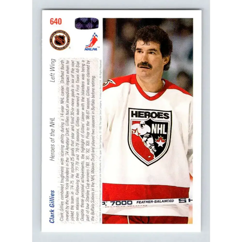 1991-92 Upper Deck #640 Clark Gillies NM-MT Hockey Card - Hockey Card Single