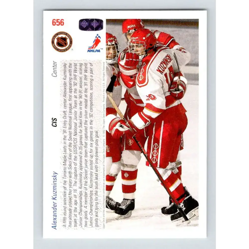 1991-92 Upper Deck #656 Alexander Kuzminsky NM-MT RC Rookie Hockey Card - Hockey Card Single